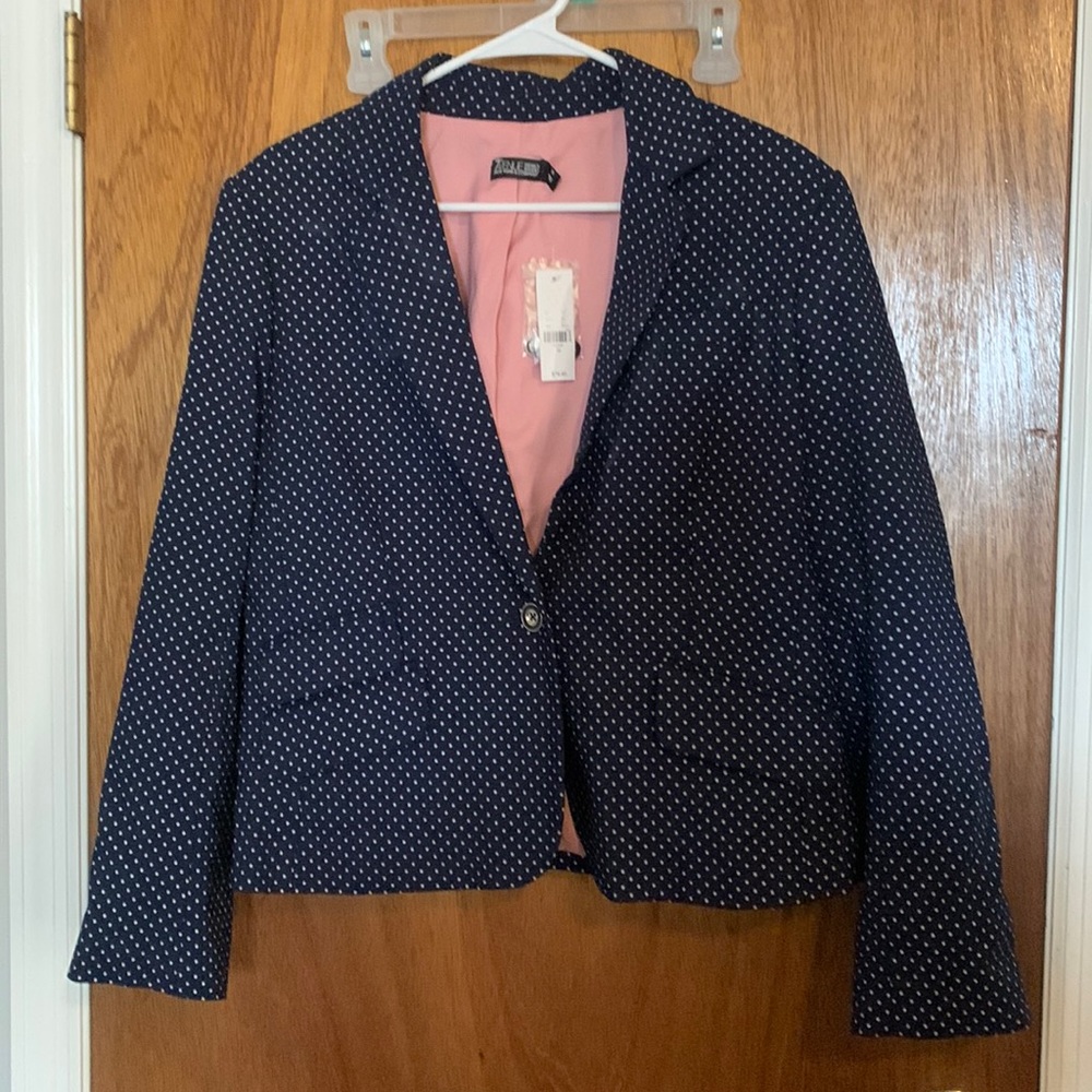 Navy blue polka dot blazer